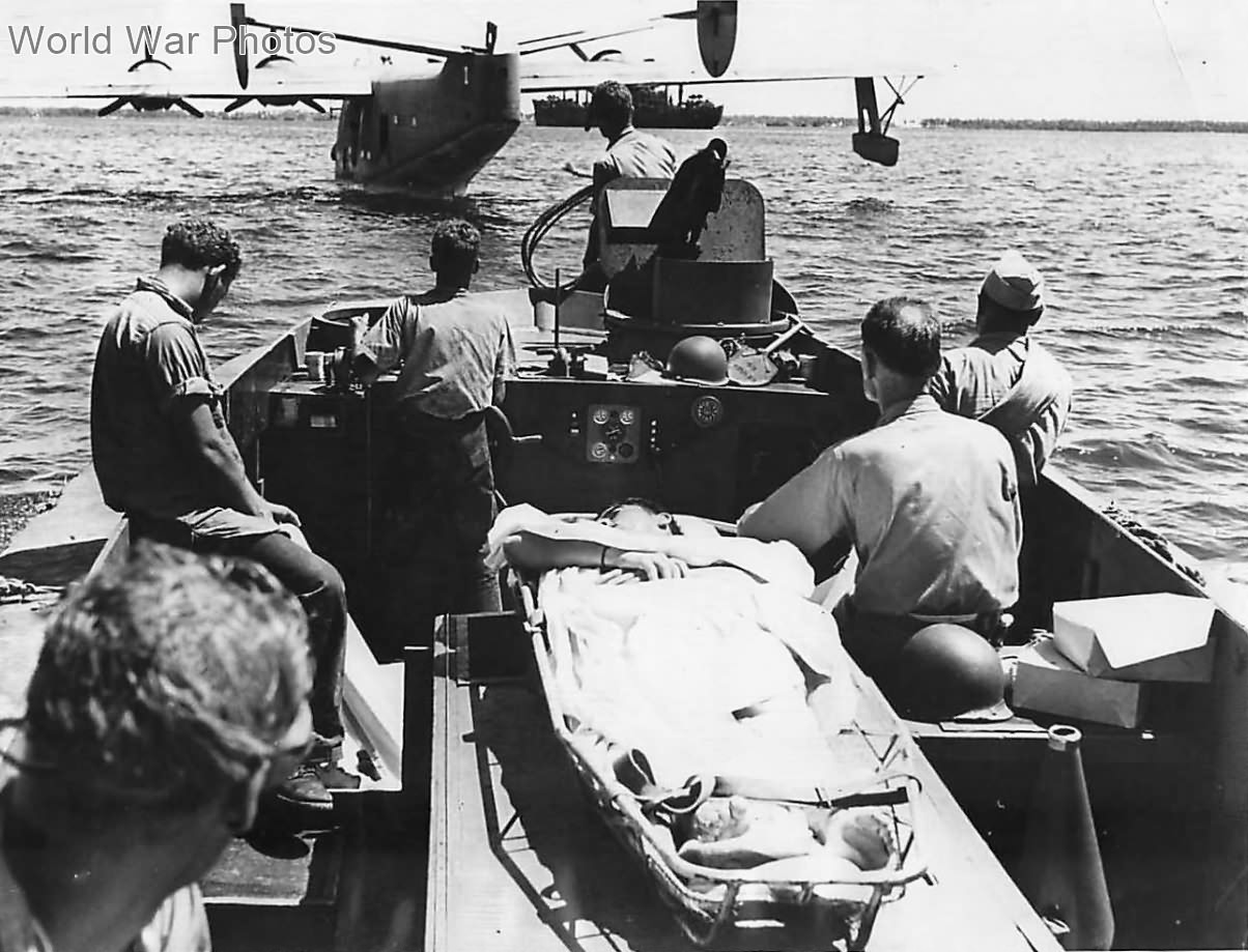 PB2Y waiting to evacuate the wounded from newly captured Makin