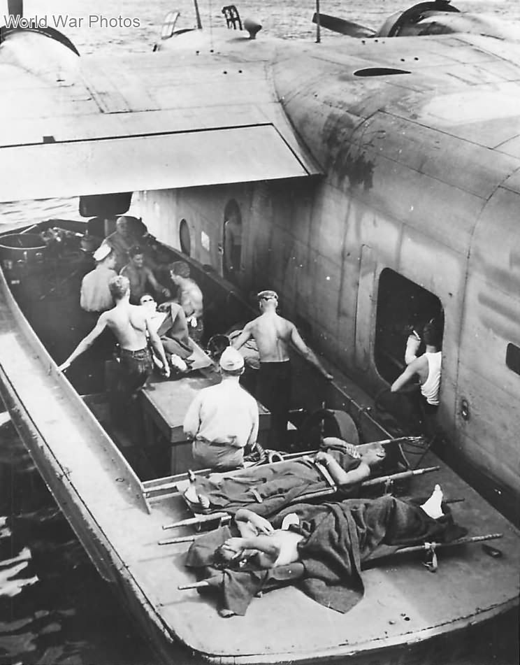 Landing boat takes wounded to Coronado for evacuation at Makin