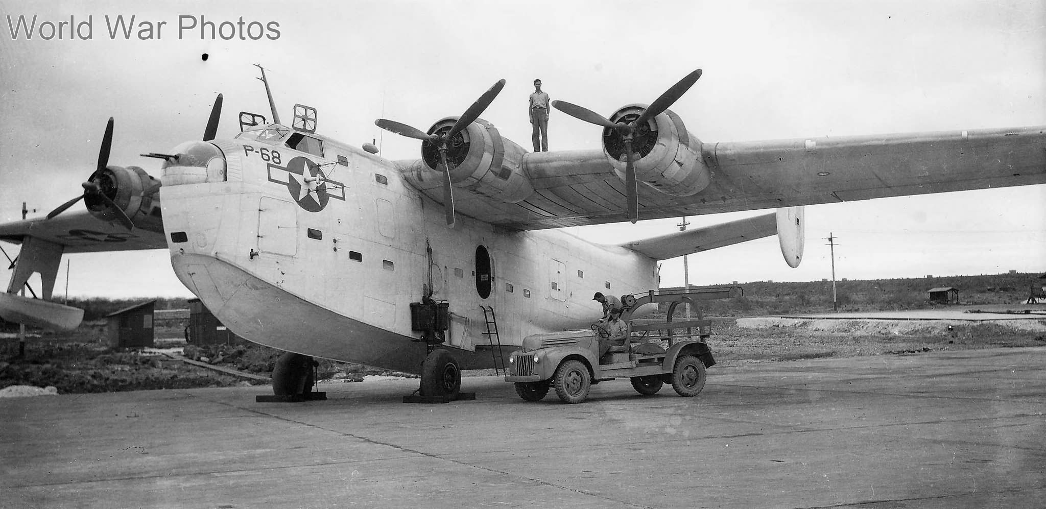 PB2Y-3 Coronado of VPB-1 on beaching gear, Galapagos, Seymour Island, Ecuador