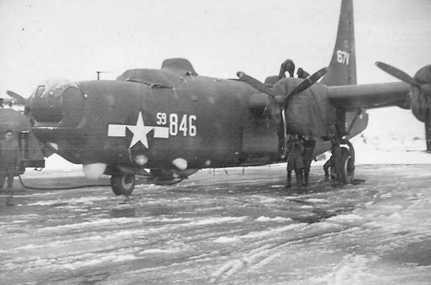 Consolidated PB4Y-2 Privateer 59846 Being Refueled on Airfield in Winter
