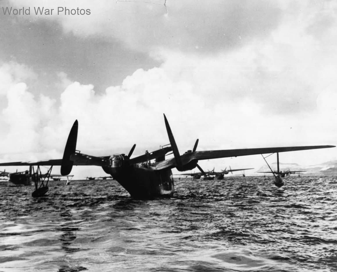 PBM-5 and Coronado seaplanes at base in Marianas