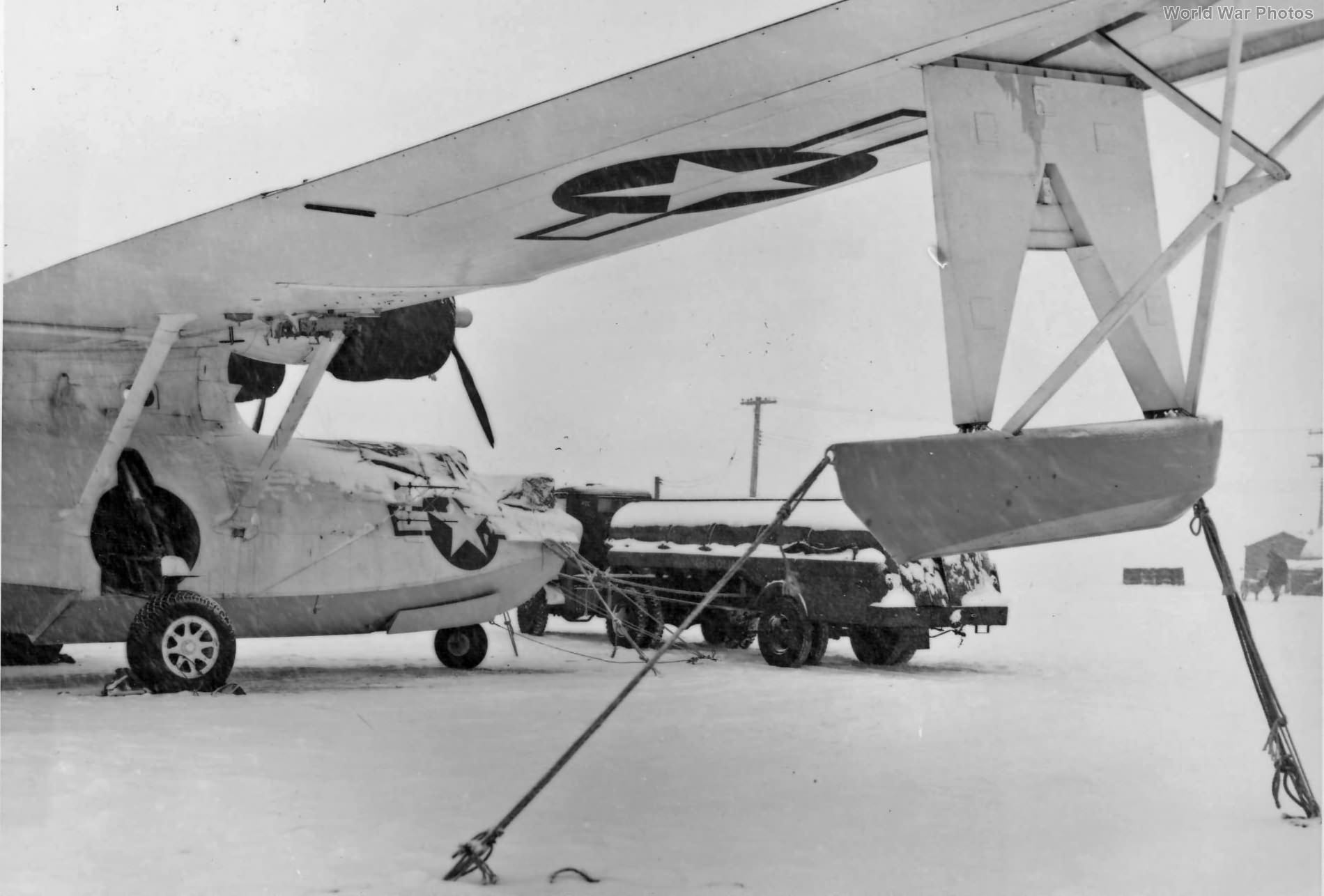 PBY-5A of the VP-6 secured against high winds at Narsarsuaq Greenland in 1944