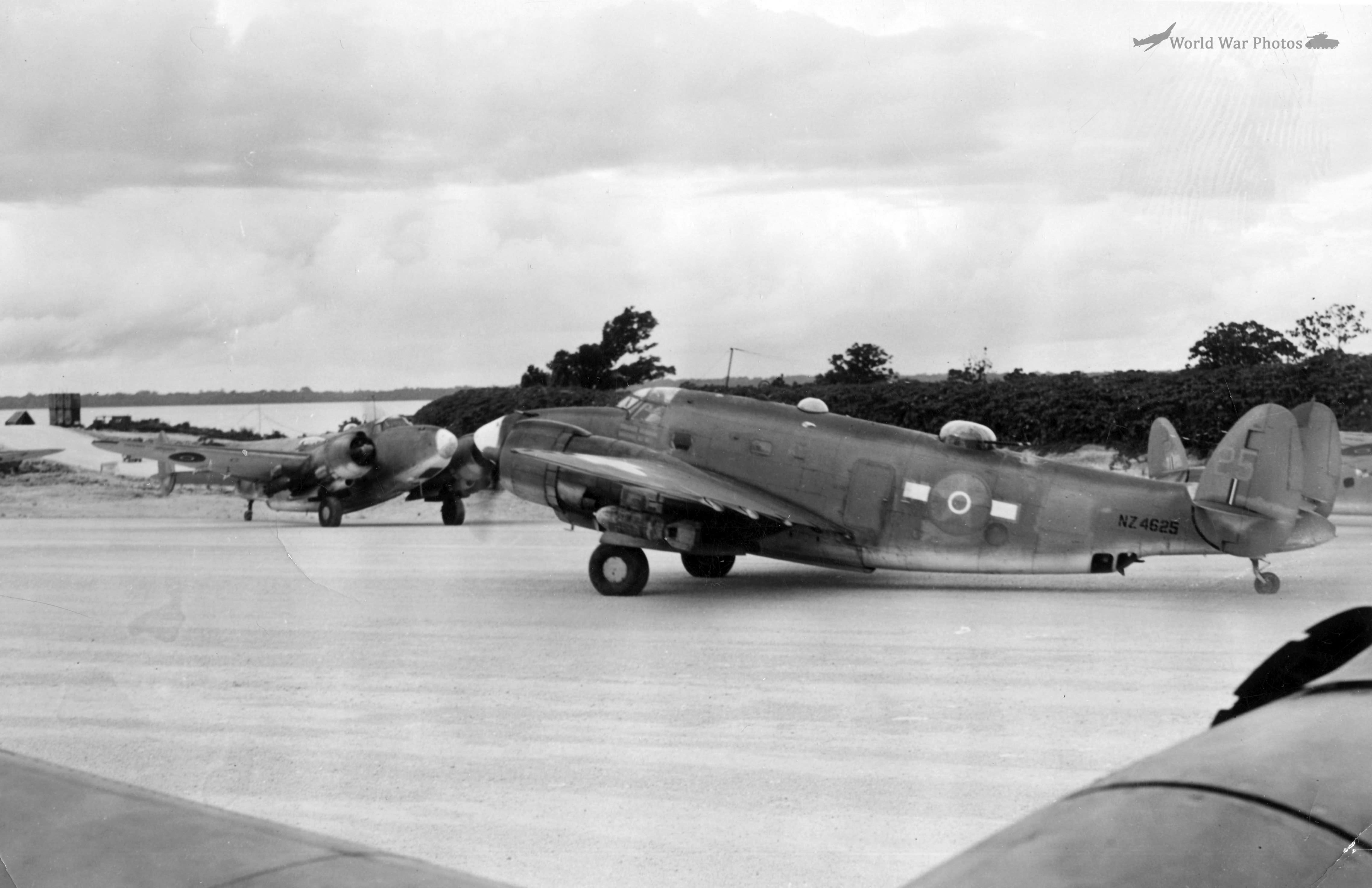 Ventura NZ4625 2 Squadron taxiing in the dispersal area at Green Island