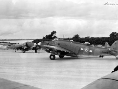 Ventura NZ4625 2 Squadron taxiing in the dispersal area at Green Island