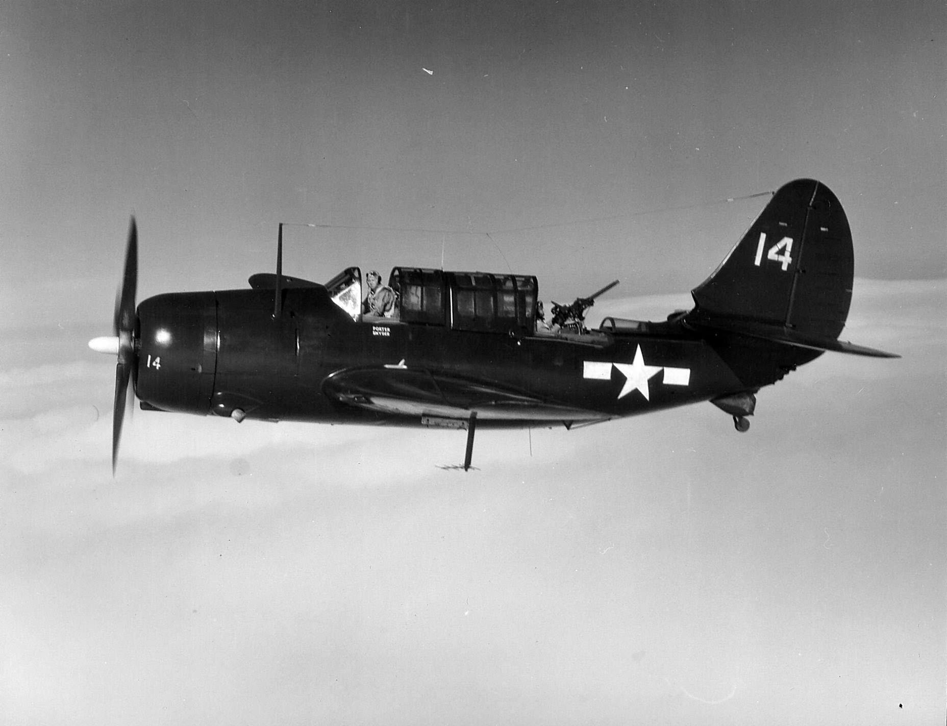 SB2C-3 Helldiver of VB-87 in flight