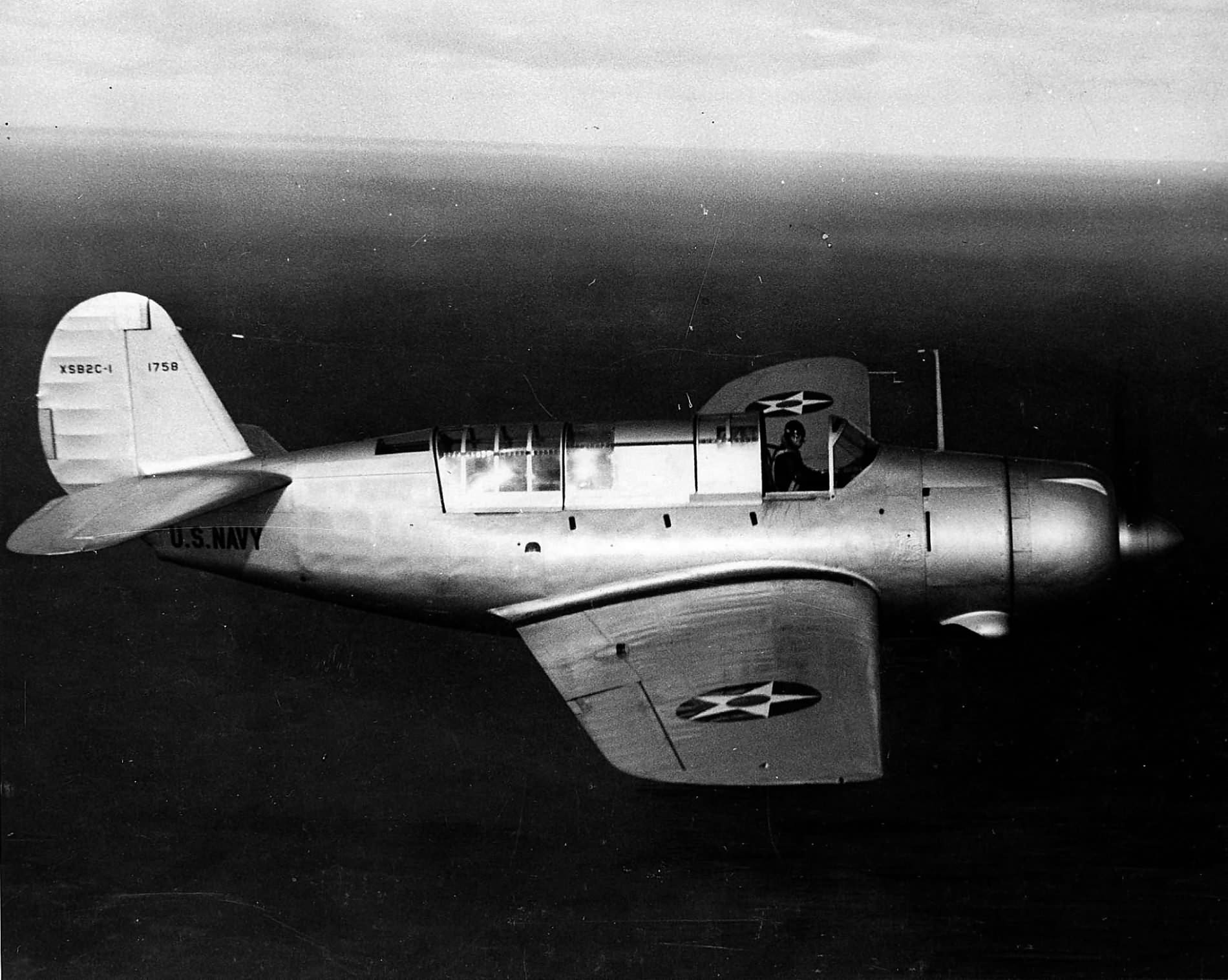 XSB2C-1 Helldiver in flight
