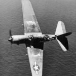 SB2C-4 Helldiver of VJ-17 in flight near Guam 6 June 1945