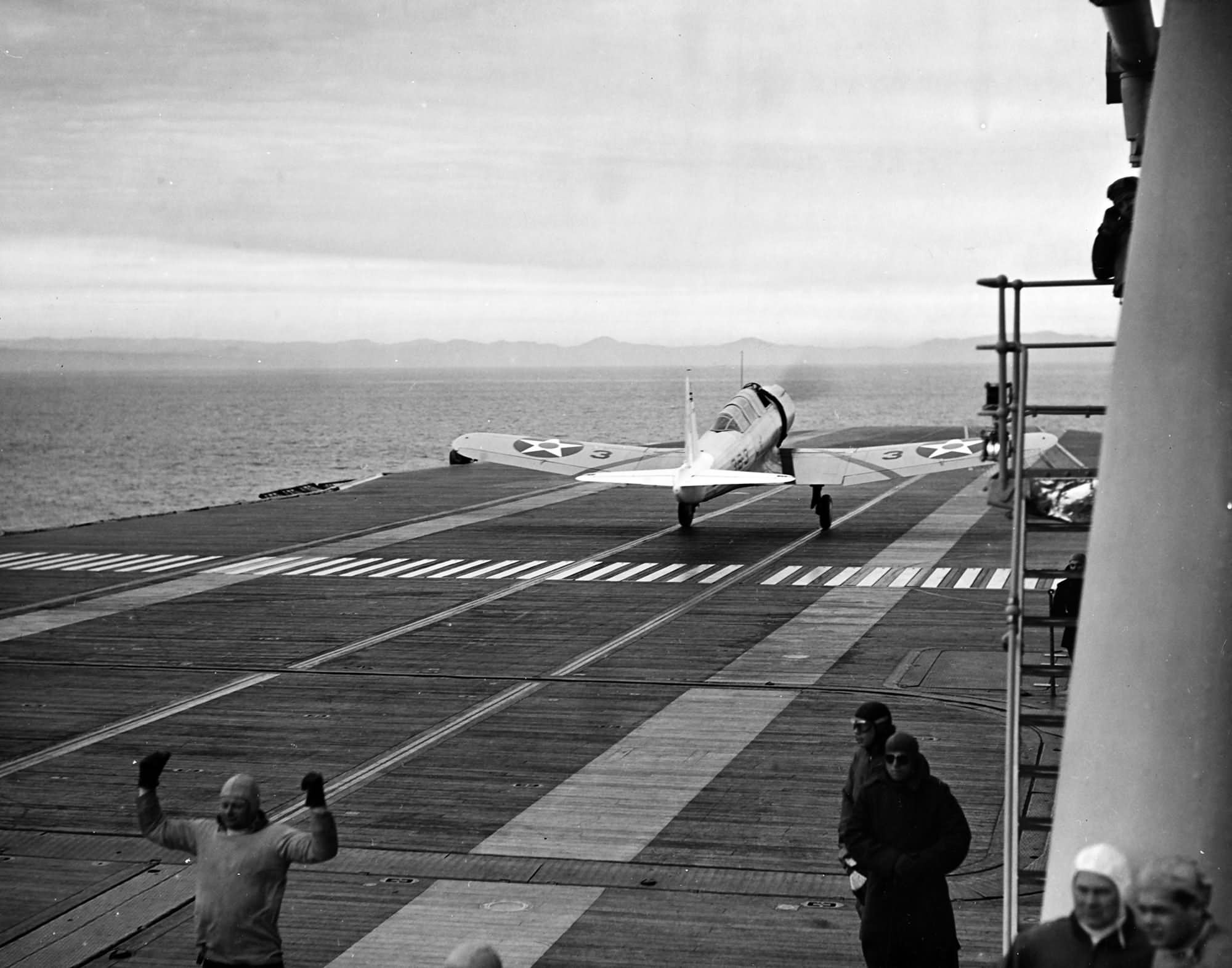 SB2U taking off from USS Saratoga CV-3 – 8 February 1938