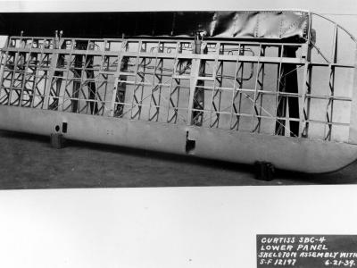 SBC-4 lower wing panel skeleton with flaps