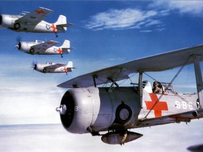 SBC-4 Helldiver 8-B-6 of the VB-8 and F4F-3 from VMF-111