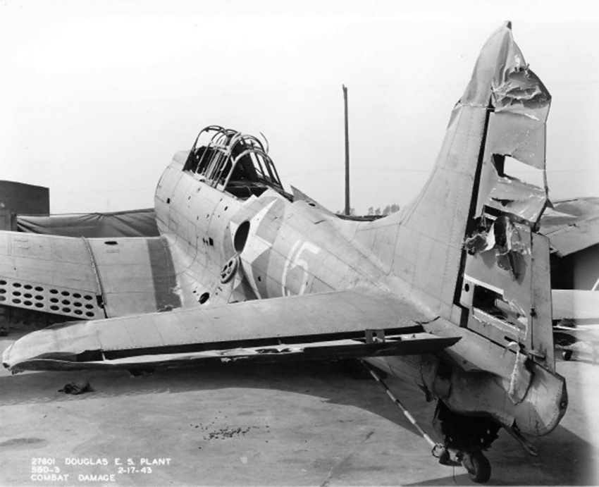 Damaged SBD-3 Dauntless white 15 of the VMSB-132