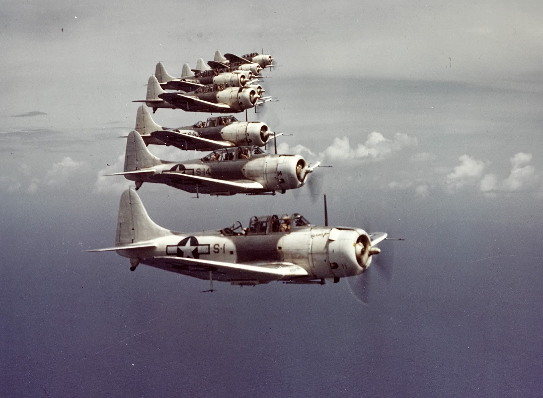 SBD-5 Dauntless of the VS 37 over Atlantic