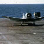 SBD Dauntless of VB-4 landing on aircraft carrier USS Ranger (CV-4)1942