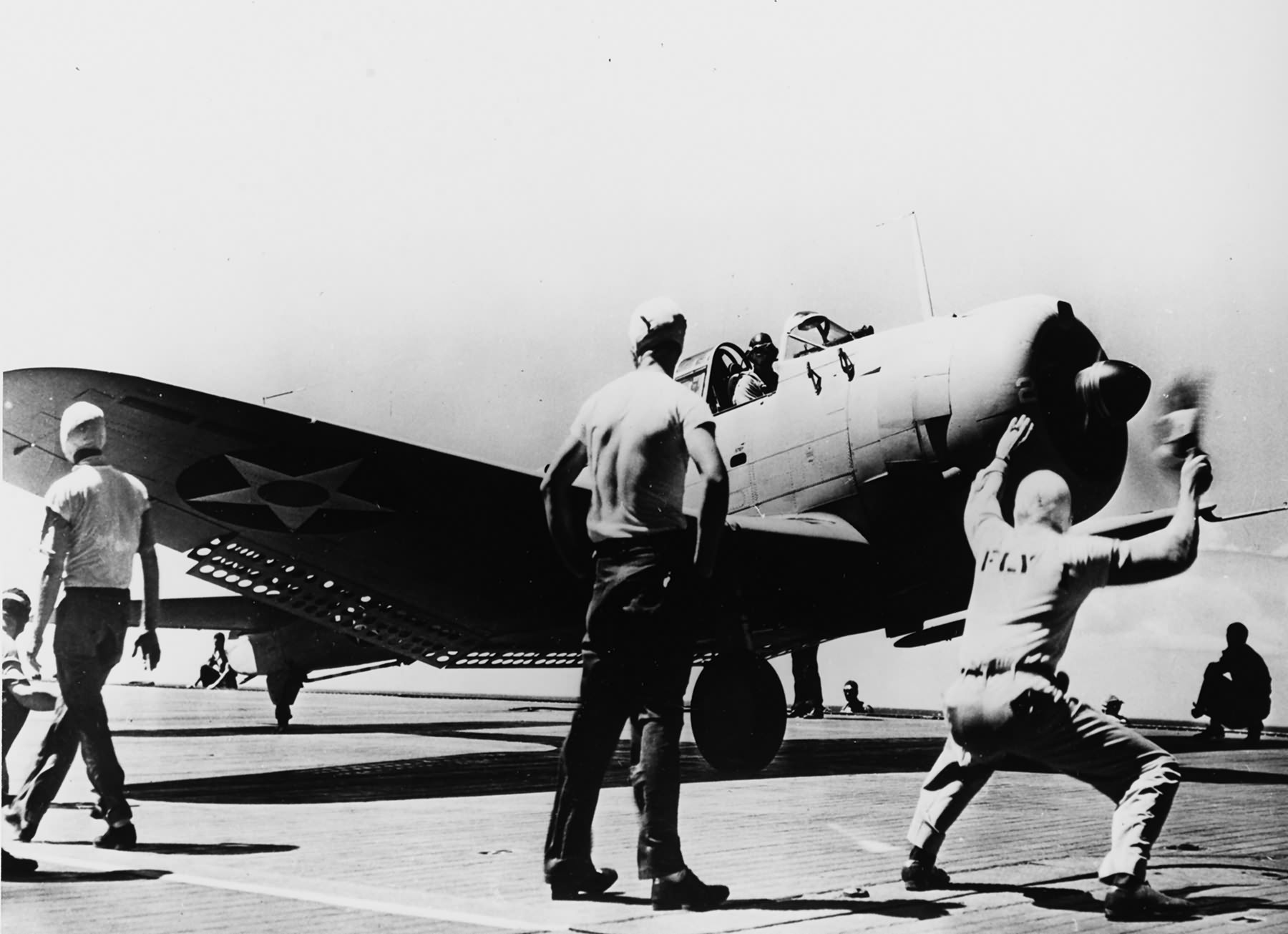 SBD Dauntless on the flight deck of the aircraft carrier USS Saratoga (CV-3) in late 1941