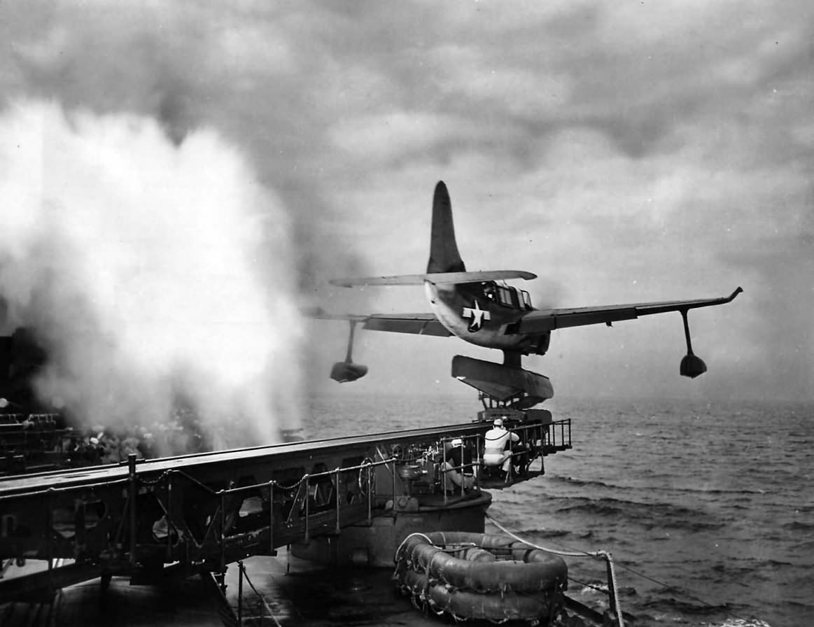 Curtiss SO3C Seamew launched from warships catapult