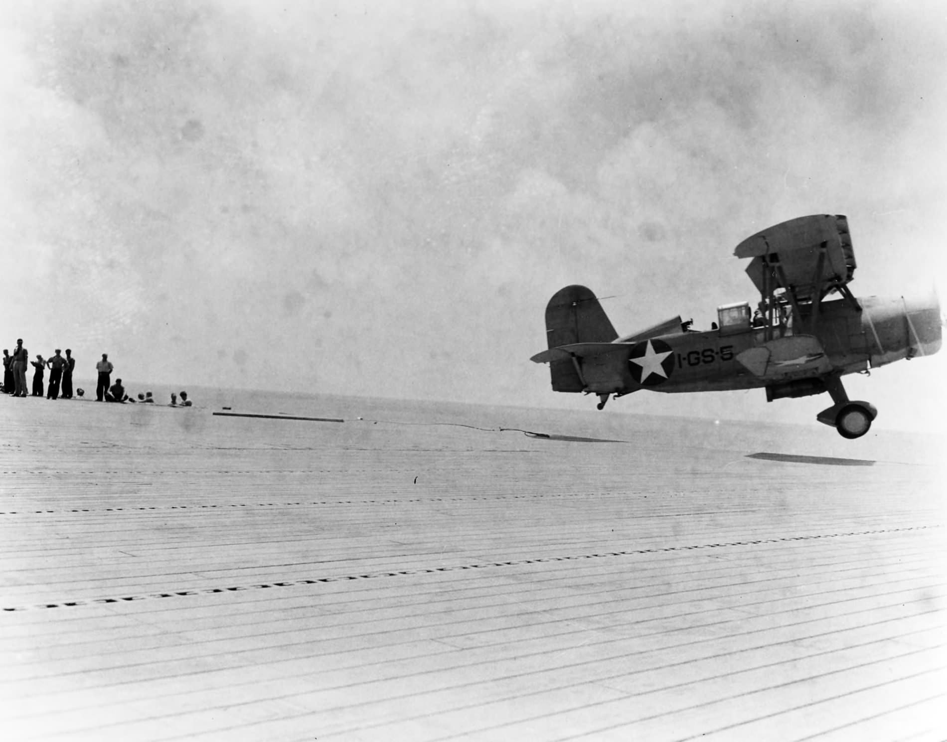 SOC-3A Seagull code 1-GS-5 of VGS-1 is launched by catapult 21 May 1942