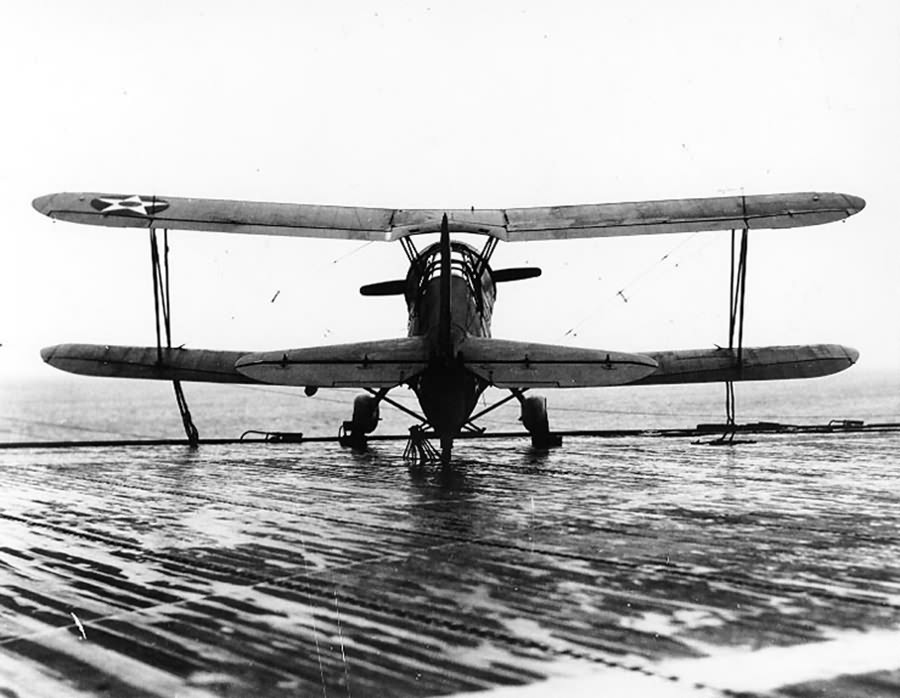 Curtiss SOC-3A of VS-201 parked on the flight deck of USS Long Island (CVE-1), 16 December 1941