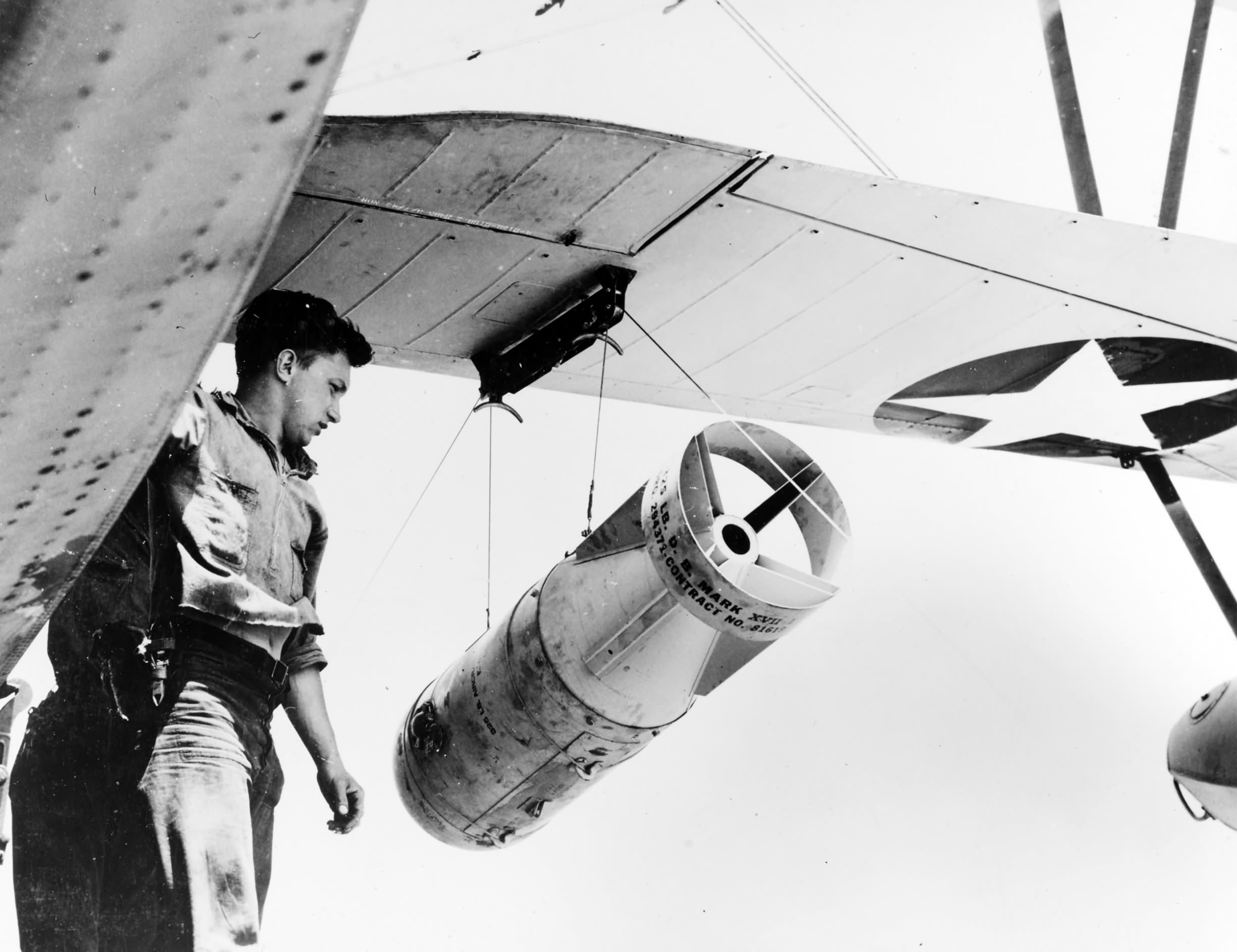 SOC Seagull with Mark XVII depth bomb 325lb on board USS Philadelphia (CL-41) – 2 July 1942 2