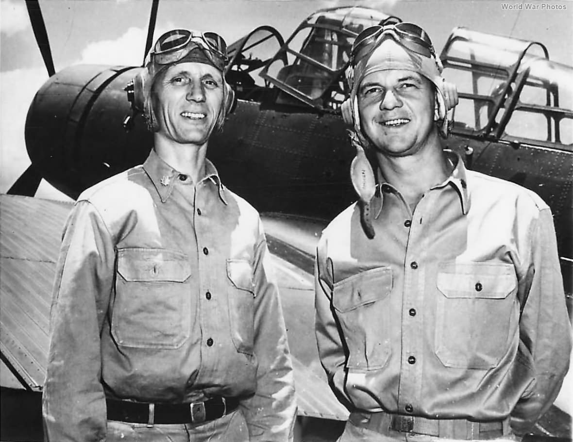 Commanders Burch VS 5 Taylor VT 5 after Tulagi Raid 1942