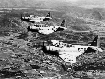 Devastators VT-5 from the USS Yorktown over California 1940