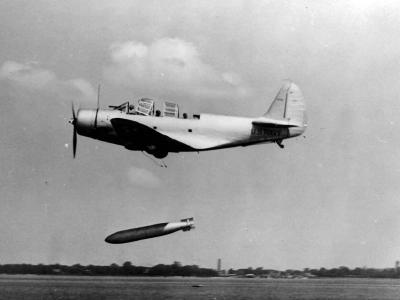 TBD Devastator during flight testing at Hamptom Roads