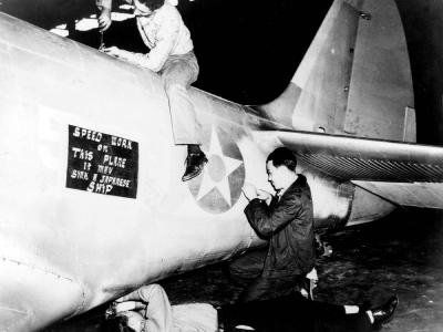 TBD-1 Devastator of VT 5 undergoing maintenance at NAS Norfolk December 16 1941