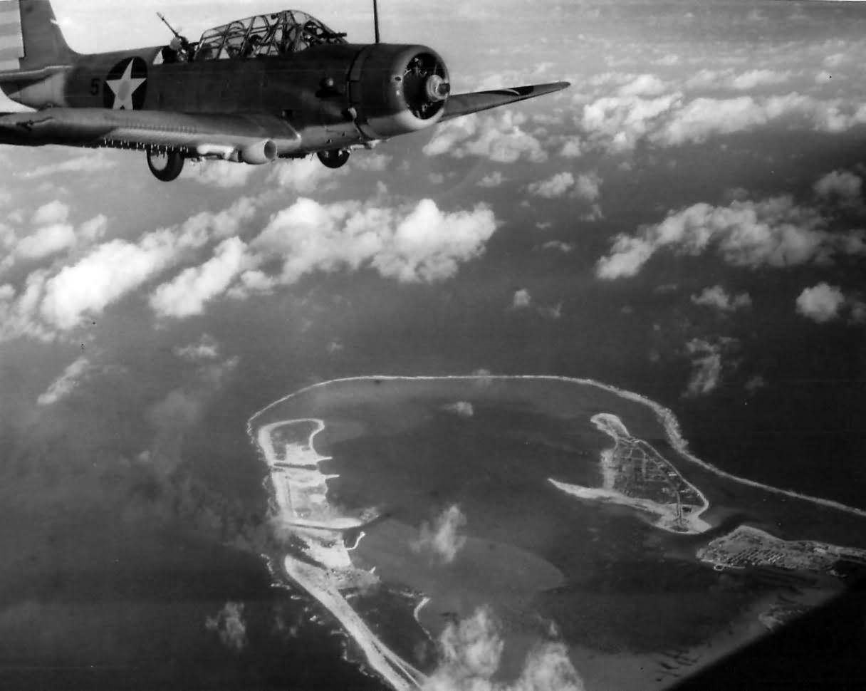 TBD-1 Devastator of VT-6 from USS Enterprise over Wake Island