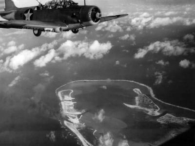 TBD-1 Devastator of VT-6 from USS Enterprise over Wake Island
