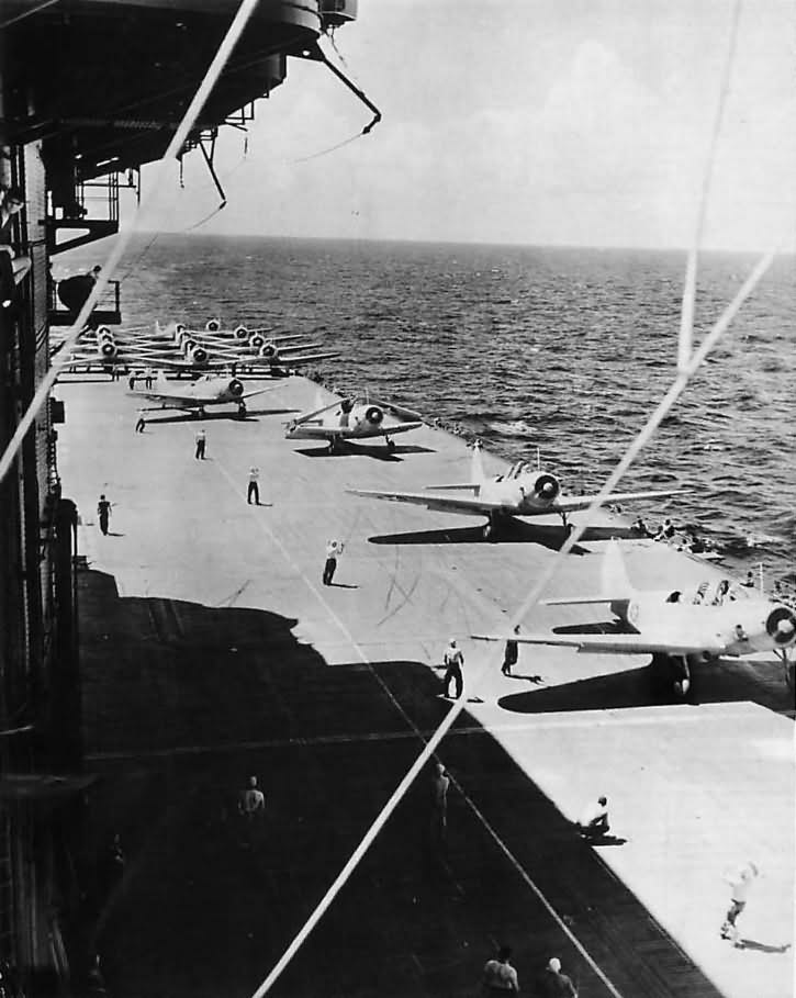 TBD-1 Devastators of VT-3 on aircraft Carrier USS Saratoga 1941
