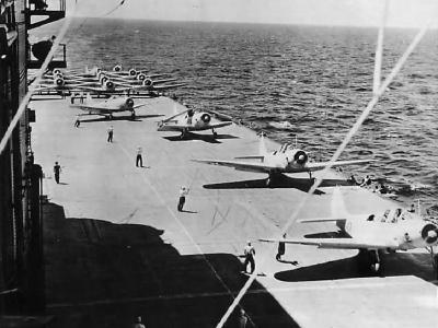 TBD-1 Devastators of VT-3 on aircraft Carrier USS Saratoga 1941