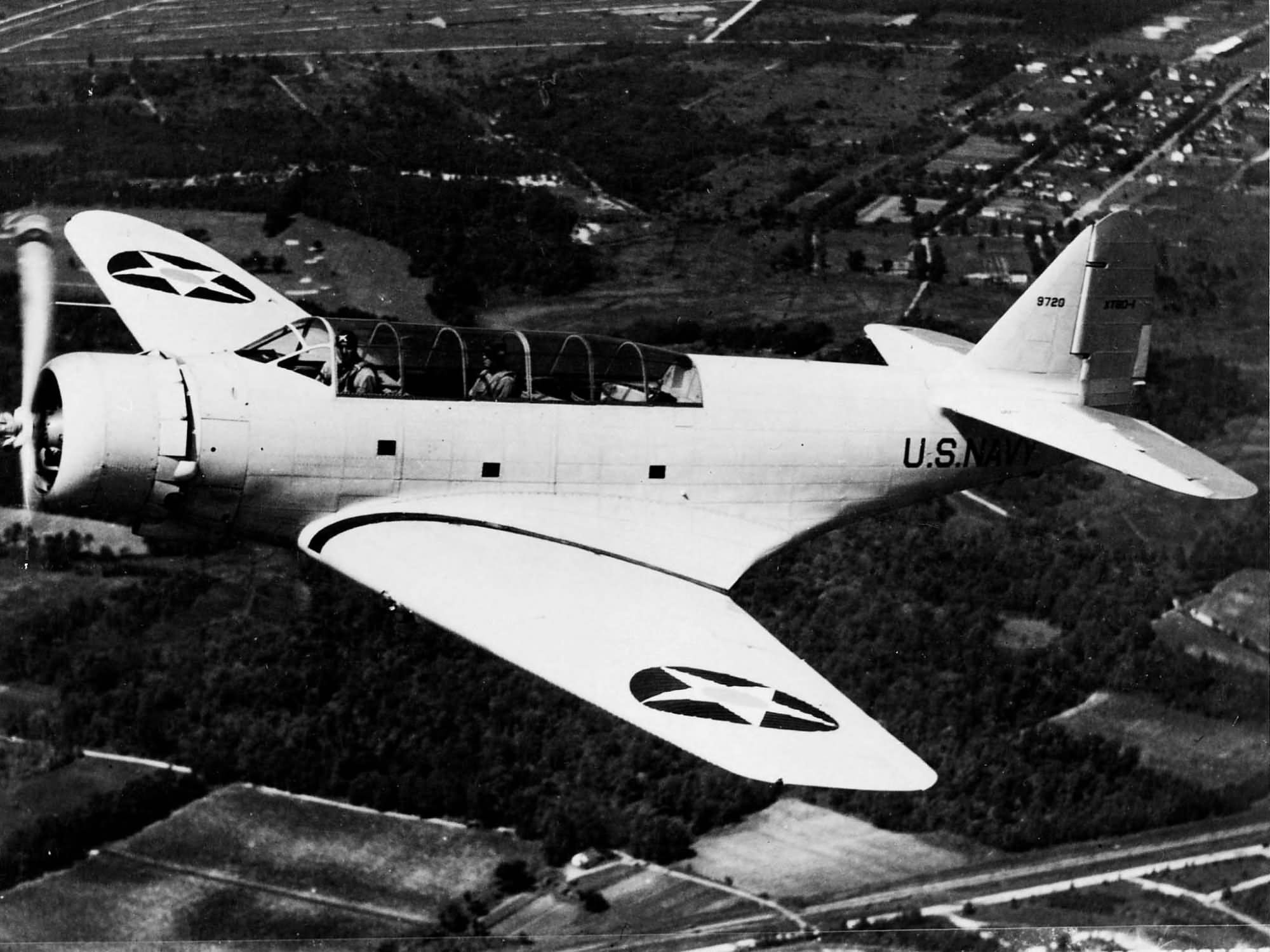 XTBD-1 Devastator 9720 in flight over the Virginia countryside on July 12 1935