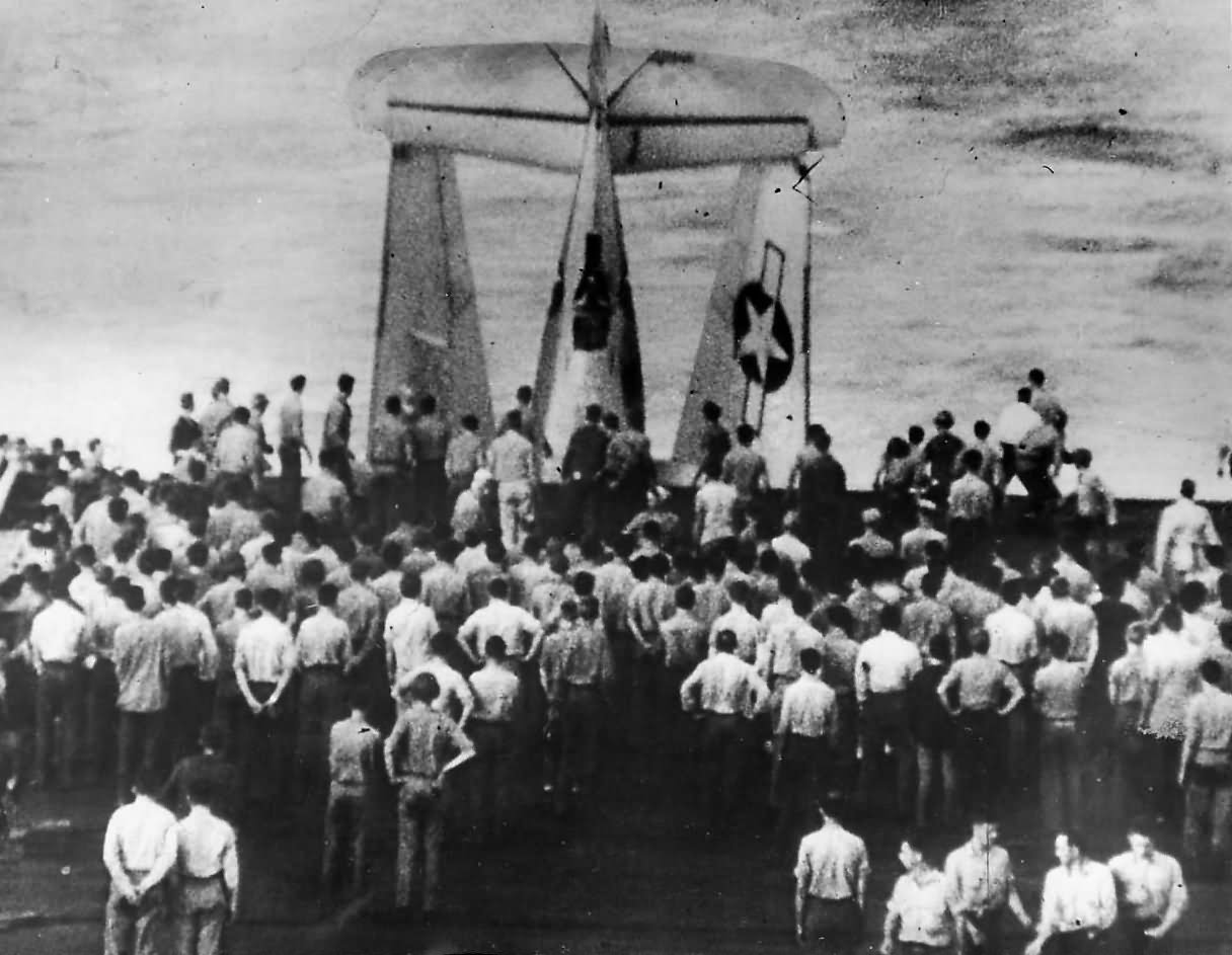 Airmen Buried at Sea in TBF Avenger from Deck of Carrier