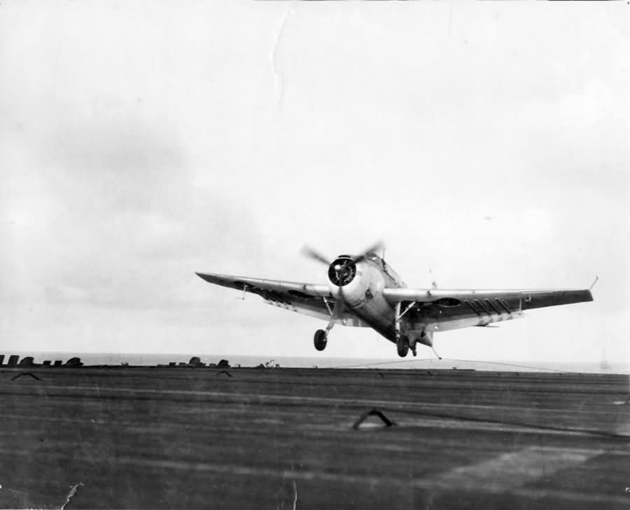 June 15, 1944 as Ens Shipes flying a TBF-1 Avenger of VC-8 records the 1700th landing on board the USS Guadalcanal CVE-60