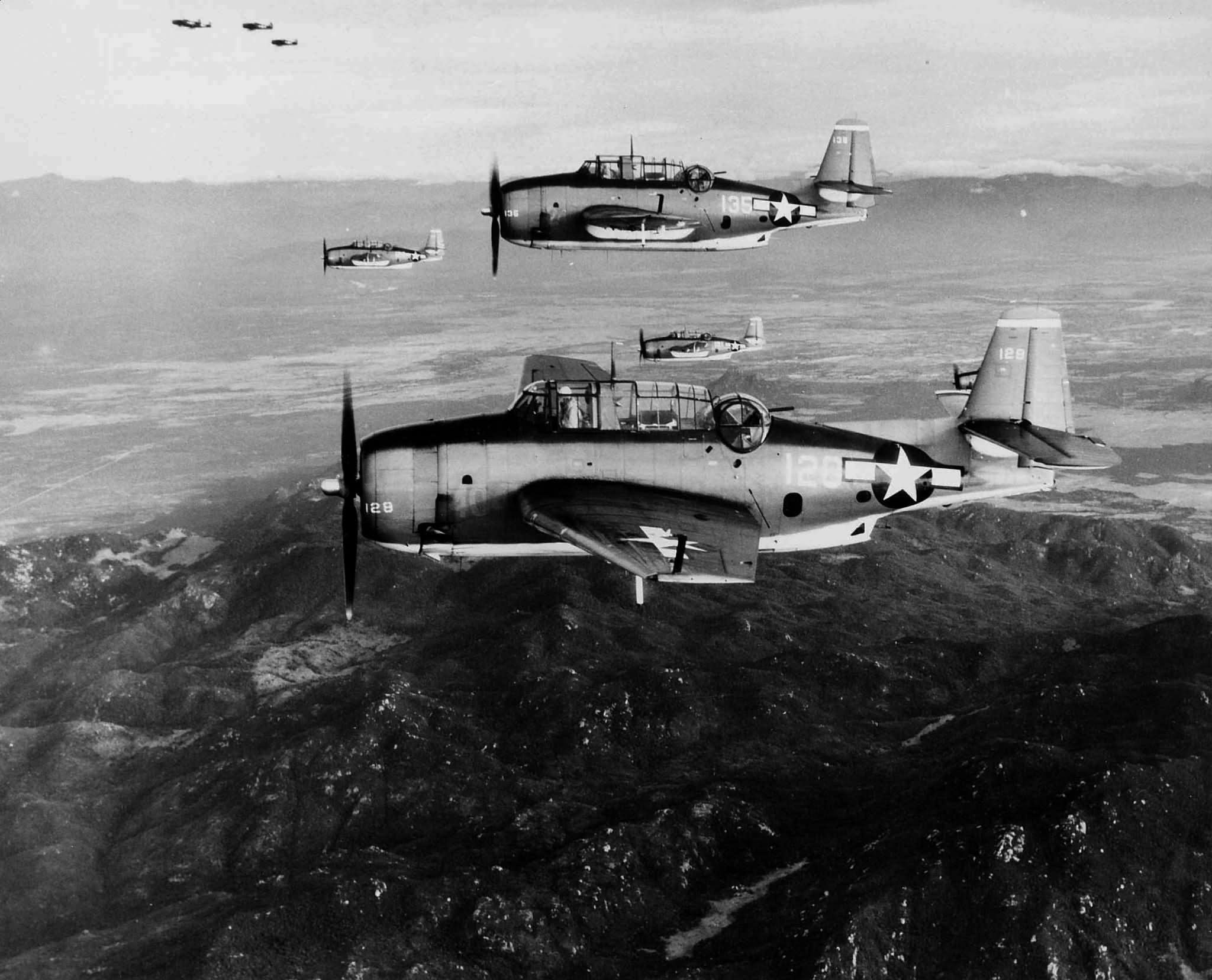 TBM-1C Avenger of VT-4 en route back to the carrier USS Essex Saigon in Indochina on January 12, 1945