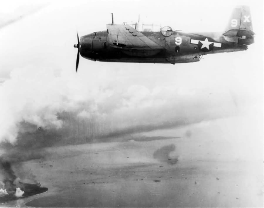 TBM-1C Avenger #9 of the VT-51 USS San Jacinto (CVL-30) invasion of Peleliu on September 16, 1944