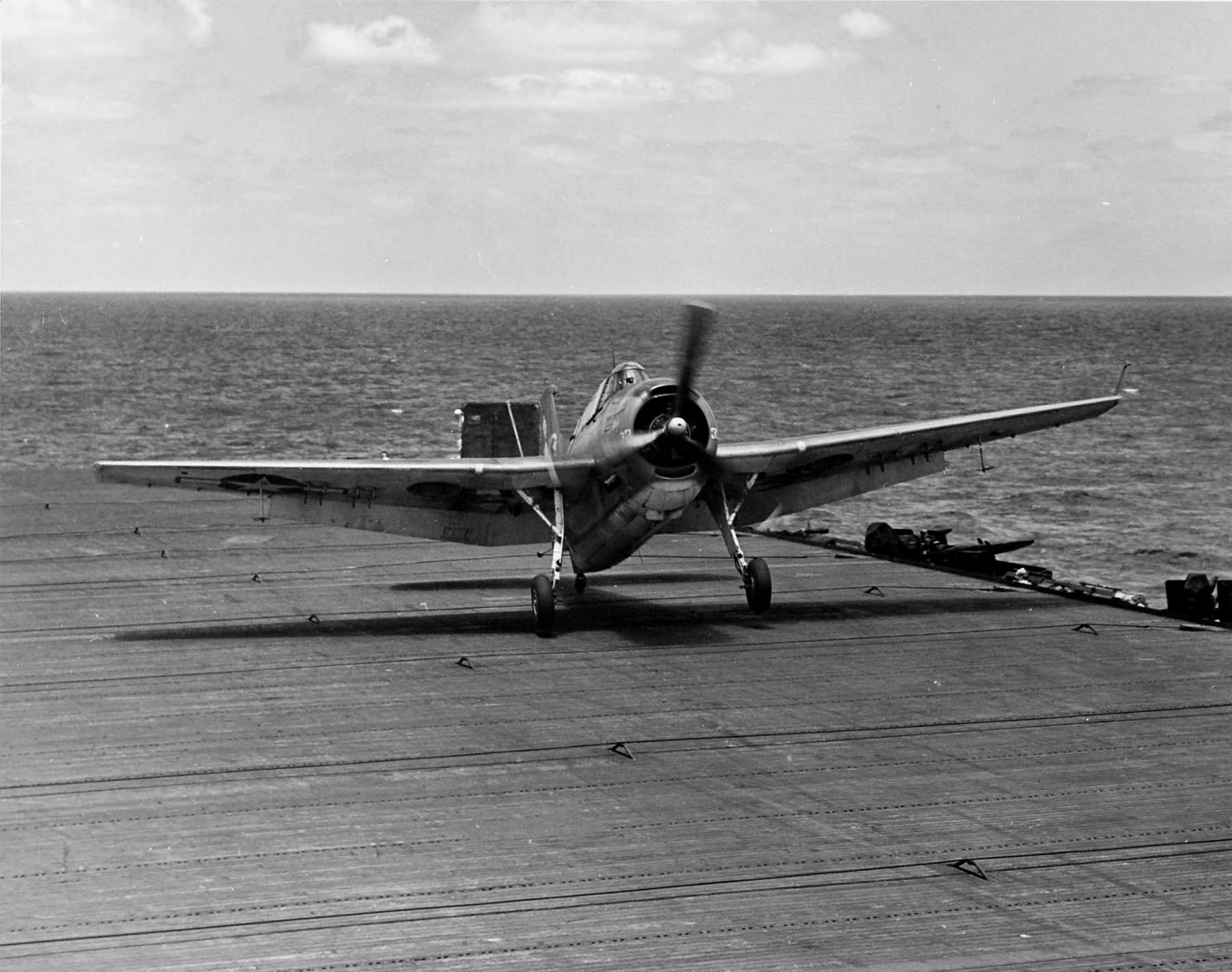 TBM Avenger of VC-83 making the 4000th landing on the USS Sargent Bay CVE-83 on May 13, 1945