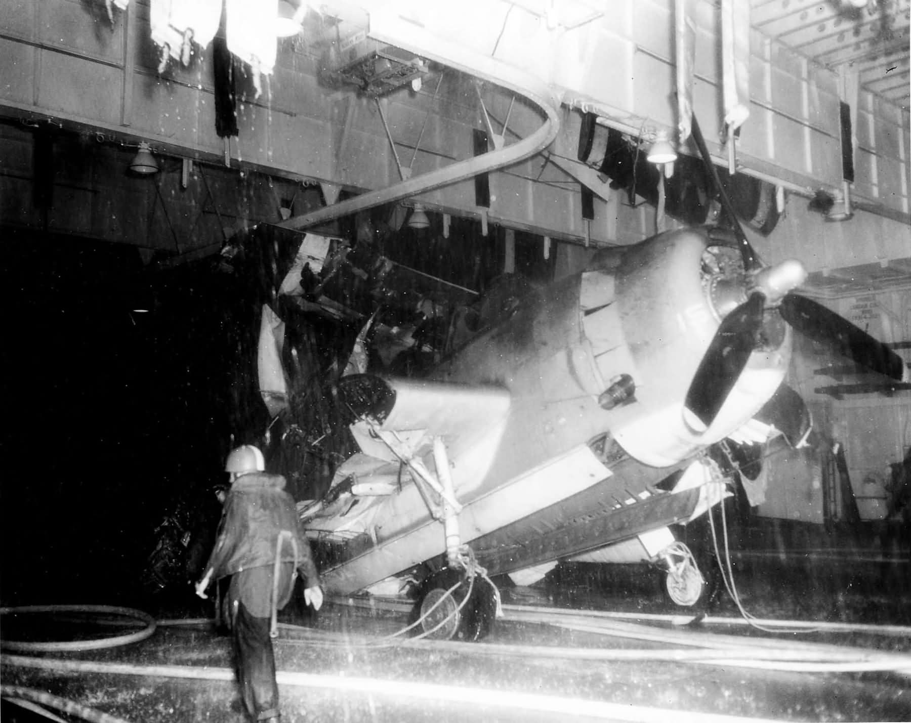 TBM of VT-12 on the hangar deck of the USS Randolph (CV-15) on March 11, 194