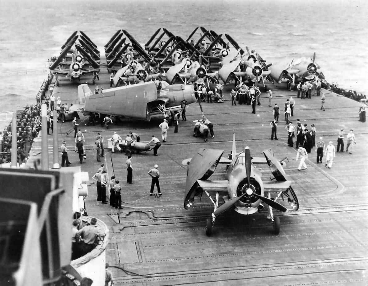 Torpedo Loaded on Air Group 2 TBF aboard USS Hornet CV 12