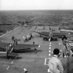 TBF Avengers launched from catapult of USS Yorktown 1946
