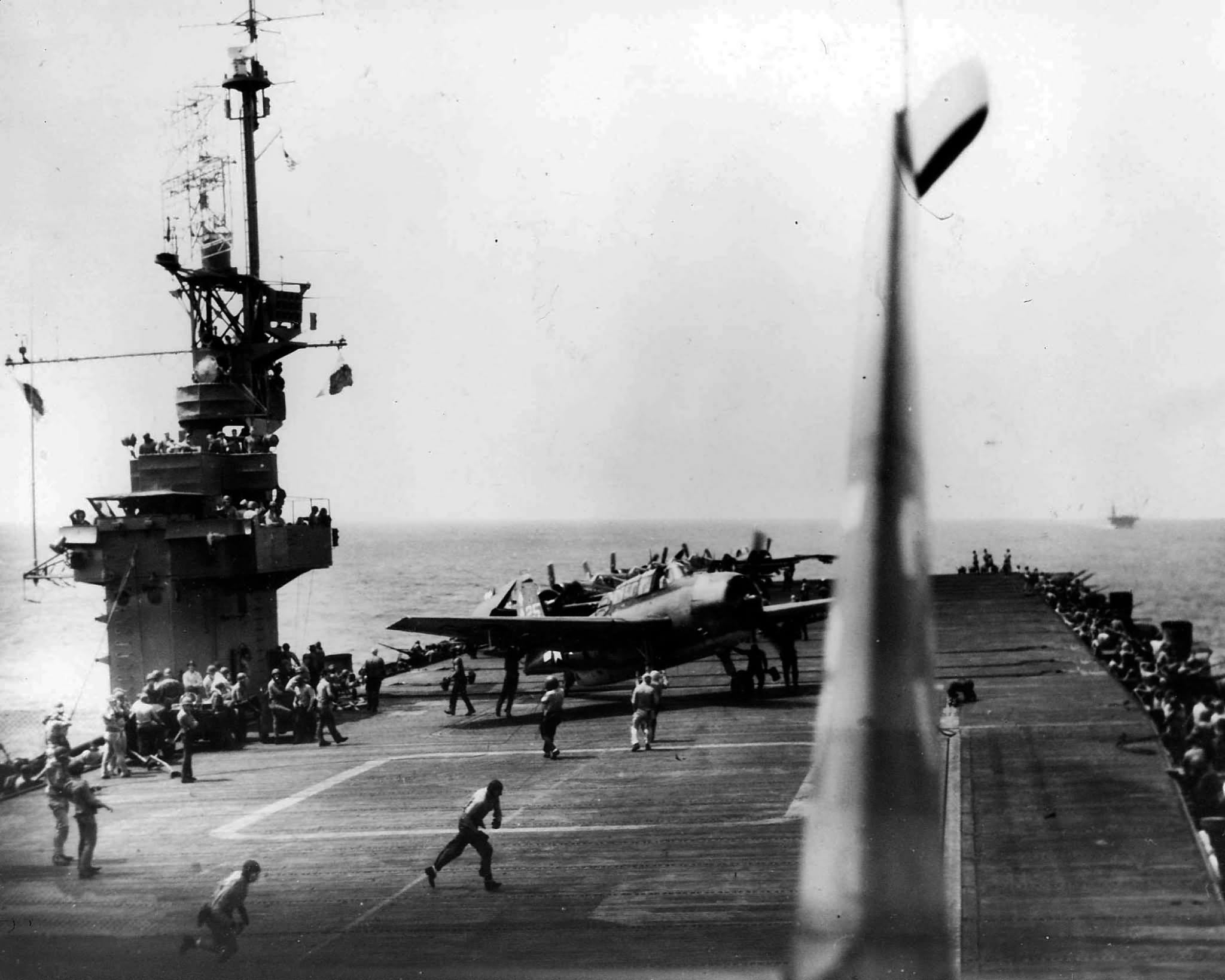 Avenger on deck of escort carrier USS Sargent Bay CVE-83