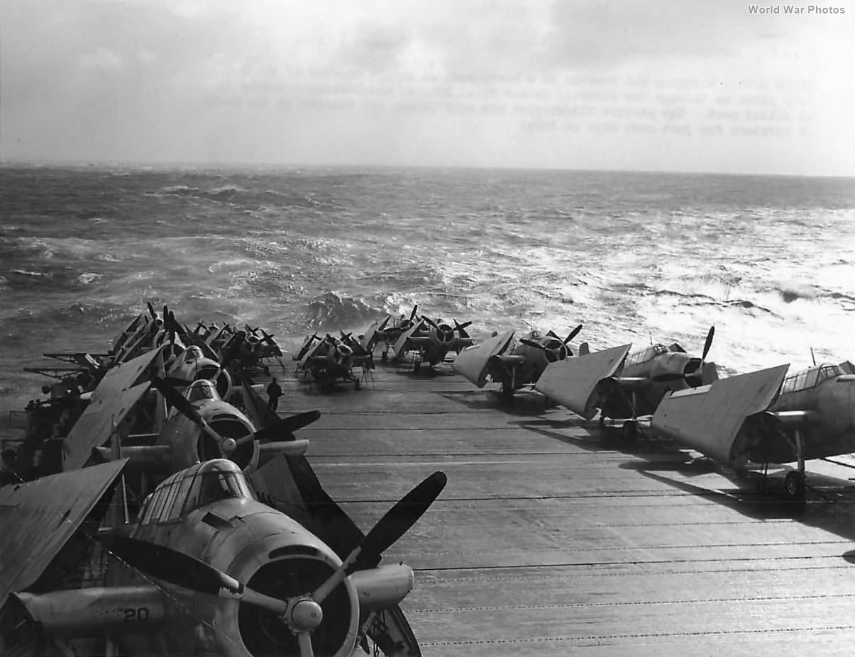Avengers on deck of Carrier in heavy seas Atlantic 44