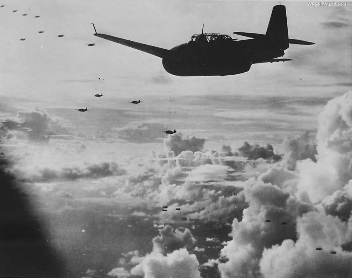 Marine Avengers headed to strike on Munda Airfield 9 July 1943