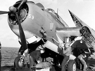 TBM-1 Avenger bomb loading