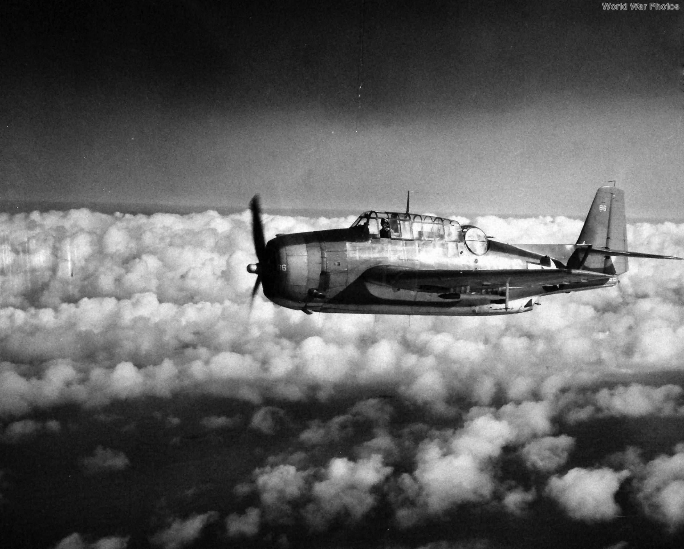 TBM-3 from USS Suwannee pilot E.J. Halcin on ASW patrol Okinawa 1 April 1945