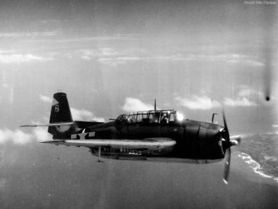 TBM-3 from USS Tulagi over Iwo Jima 1 Mach 1945