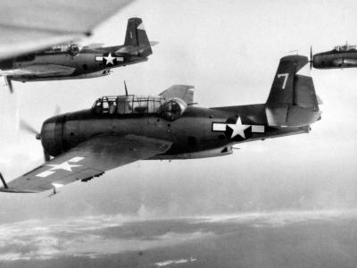 TBM-3 from USS Tulagi over Iwo Jima 2 March 1945 2