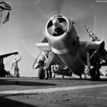 TBF with engine running on board an escort carrier in the Atlantic