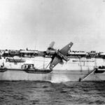 USS Card crash of a TBF over the side 9 August 1943