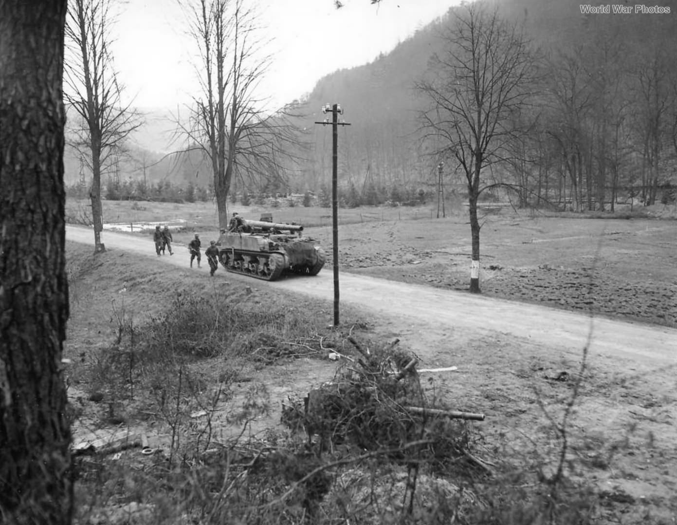 M12 attached 103rd ID near pillbox defenses in the Siegfried Line