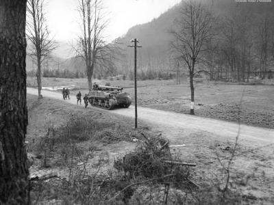 M12 attached 103rd ID near pillbox defenses in the Siegfried Line
